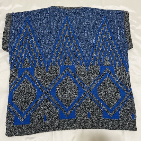 Womens Vintage Sweater Vest Fortune Knits USA Blue Grey  23” Chest pit to pit - Picture 8 of 12